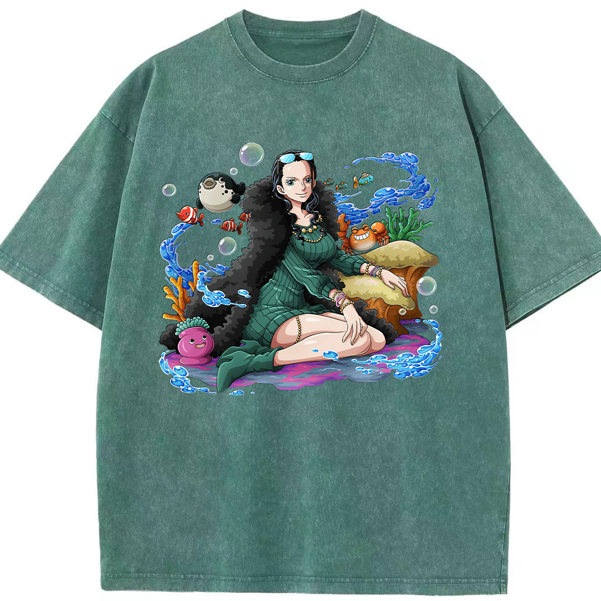 ワンピース ニコ・ロビン ONE PIECE Nico Robin 綿100% ヴィンテージ風 半袖Tシャツ（フロントプリント）